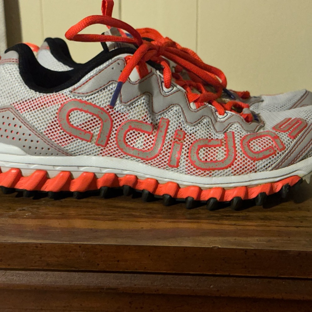 Adidas White and Orange Athletic Shoes.